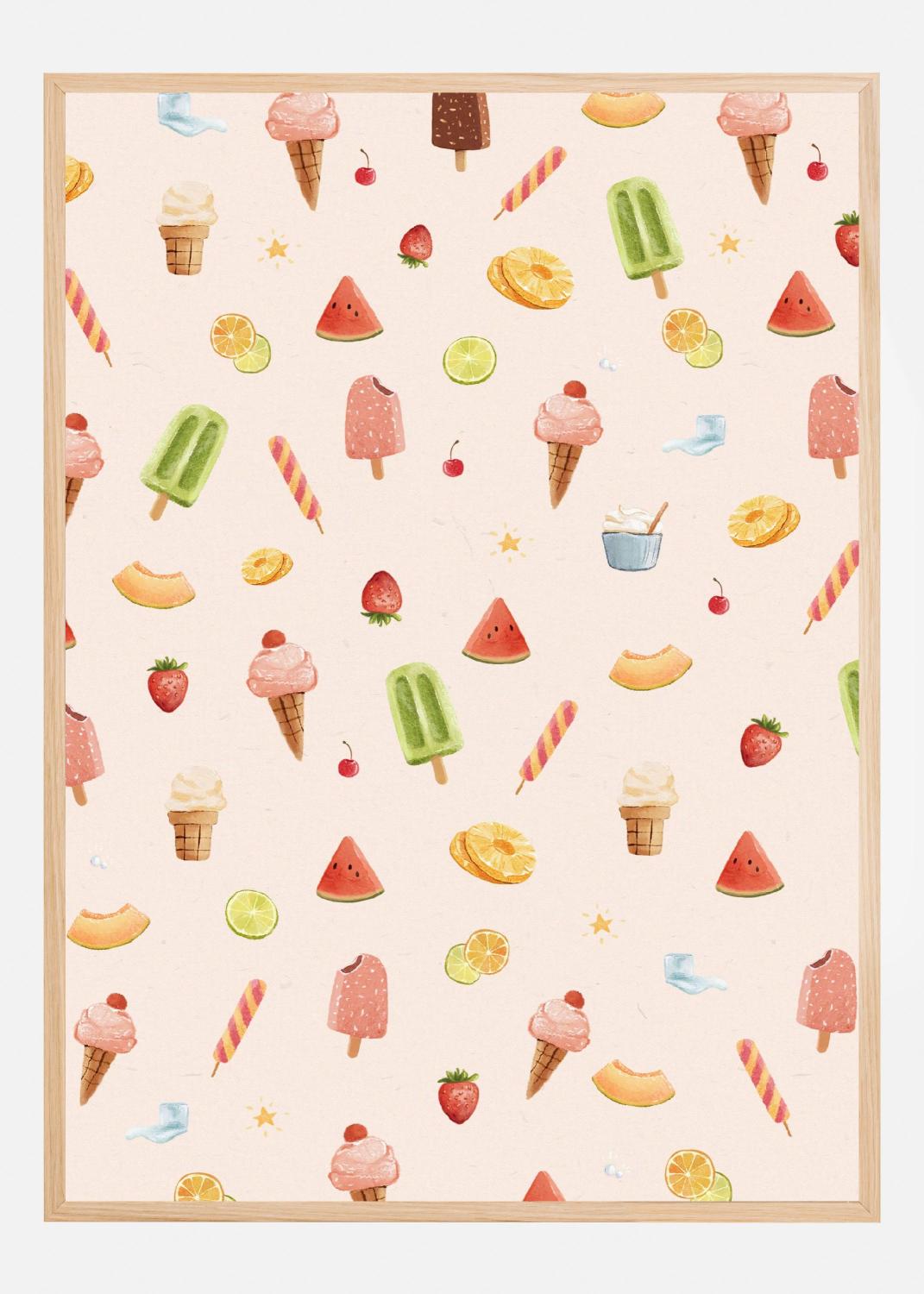 Product Image for Sweet Ice Cream Pattern Plakat (21x29.7 cm (A4))