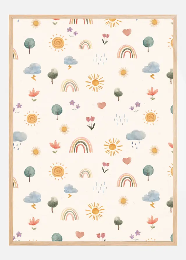 Seasonal Stickers Pattern Plakat