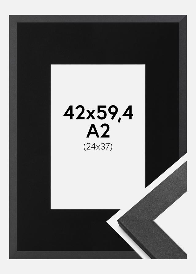 Ramme Graphite Wood 42x59,4 cm (A2) - Passepartout Sort 25x38 cm
