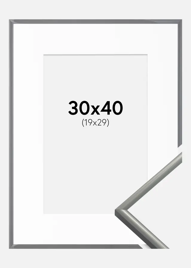 Ramme New Lifestyle Lysegrå 30x40 cm - Passepartout Hvid 20x30 cm