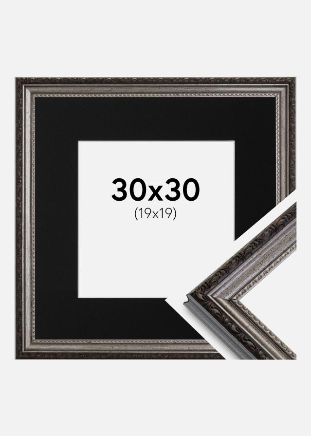 Ramme Abisko Sølv 30x30 cm - Passepartout Sort 20x20 cm