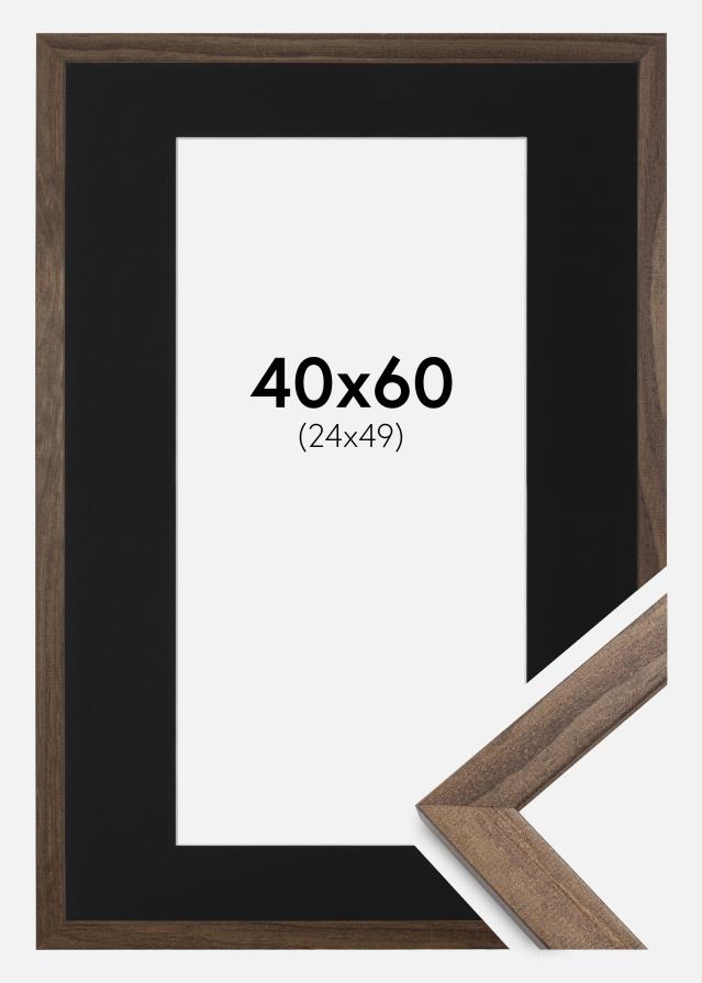 Ramme Stilren Valnød 40x60 cm - Passepartout Sort 25x50 cm