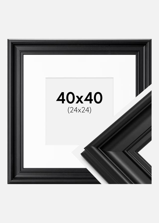 Ramme Mora Premium Sort 40x40 cm - Passepartout Hvid 25x25 cm