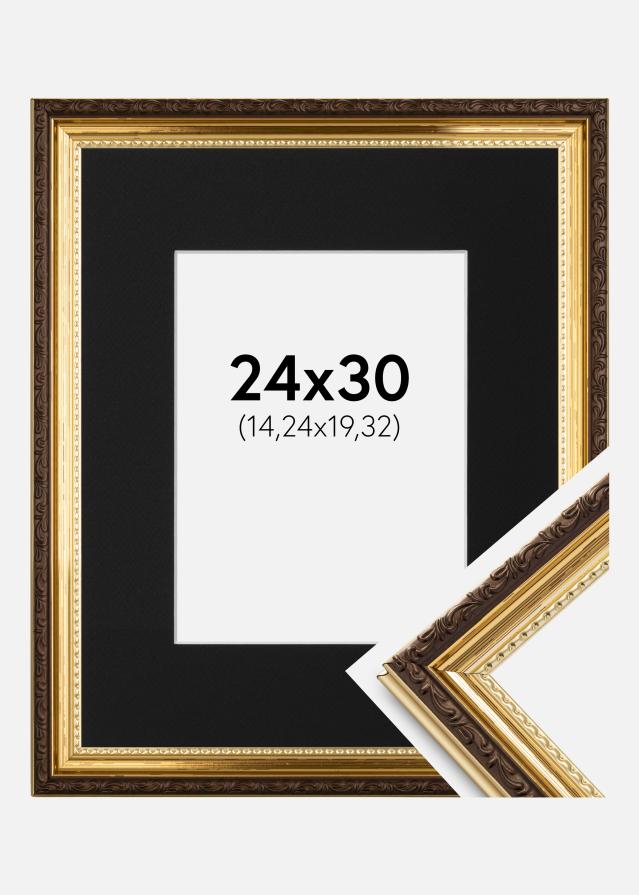 Ramme Abisko Guld 24x30 cm - Passepartout Sort 6x8 inches (15,24x20,32 cm)