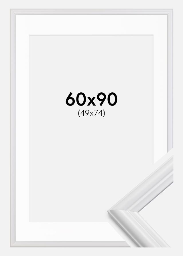 Ramme Siljan Hvid 60x90 cm - Passepartout Hvid 50x75 cm