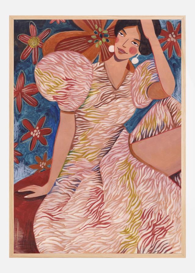 Woman striped dress Plakat