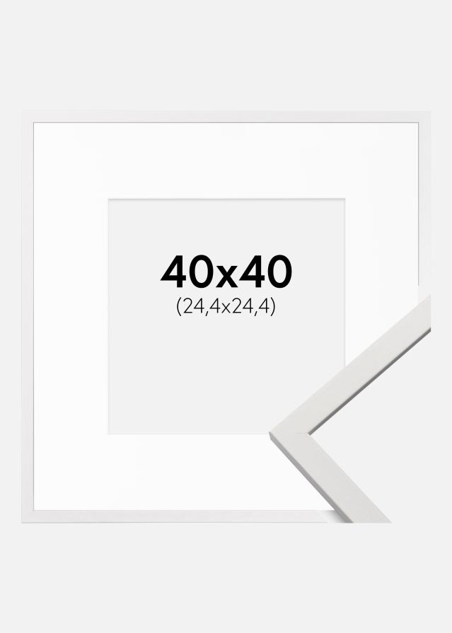 Ramme Edsbyn Hvid 40x40 cm - Passepartout Hvid 10x10 inches (25,4x25,4 cm)