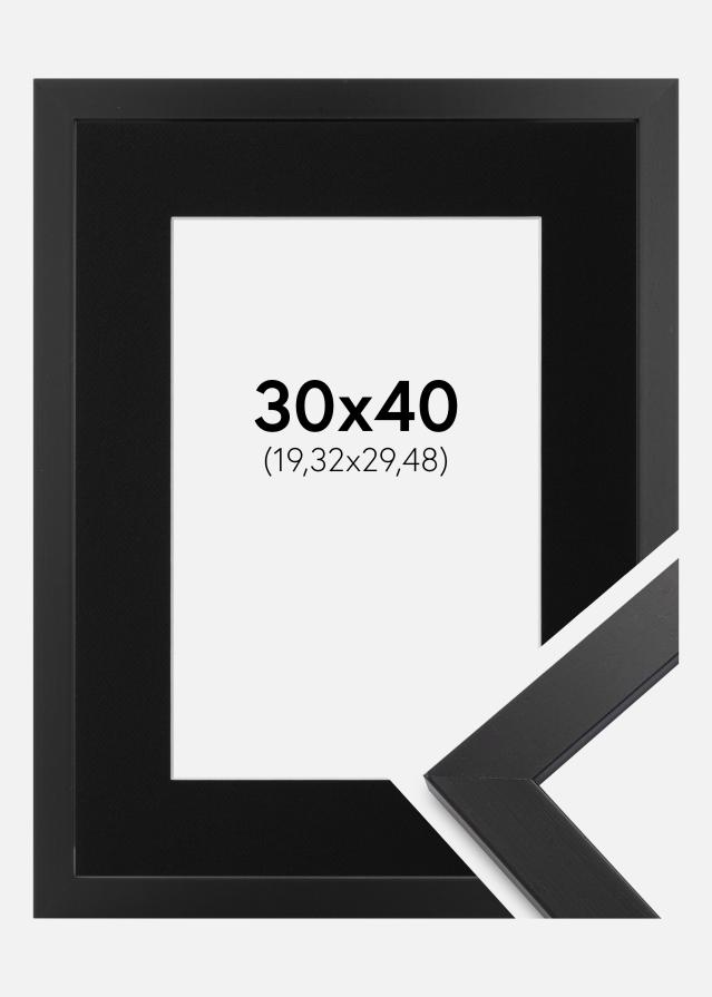 Ramme Black Wood 30x40 cm - Passepartout Sort 8x12 inches