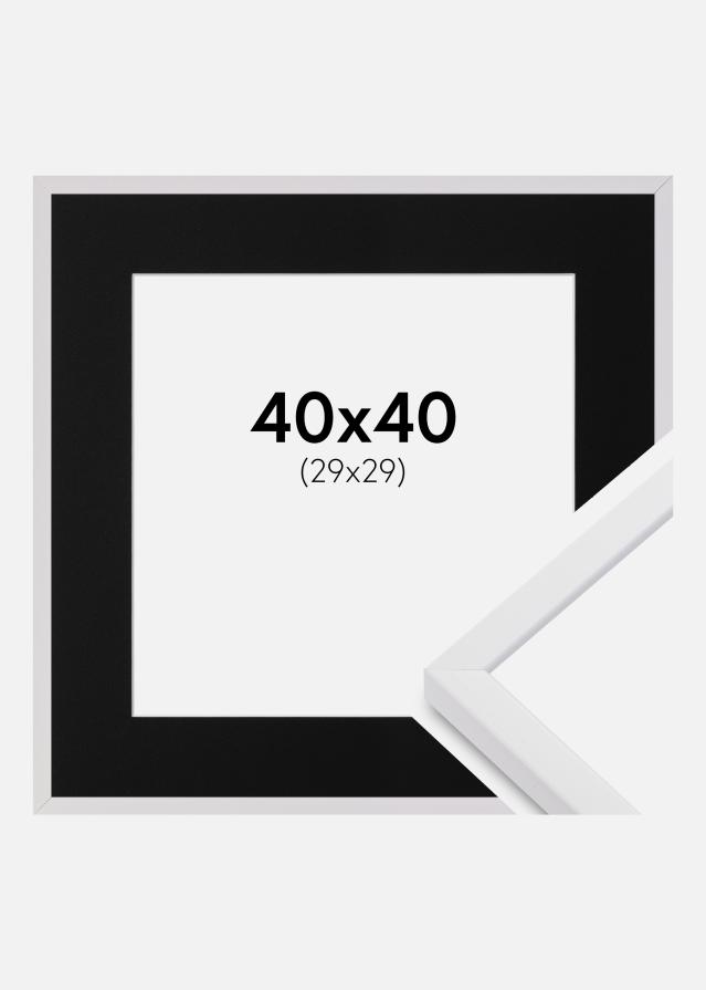 Ramme E-Line Hvid 40x40 cm - Passepartout Sort 30x30 cm
