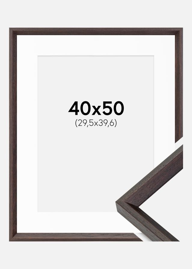 Ramme Globe Espresso 40x50 cm - Passepartout Hvid 12x16 inches
