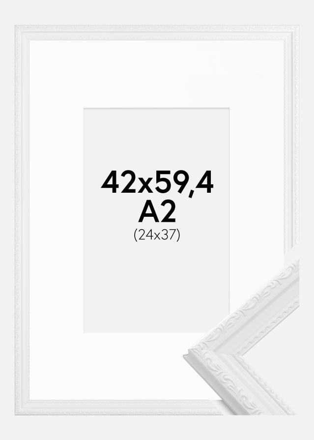 Ramme Abisko Hvid 42x59,4 cm (A2) - Passepartout Hvid 25x38 cm