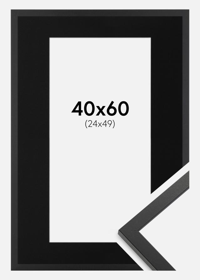 Ramme Trendy Sort 40x60 cm - Passepartout Sort 25x50 cm
