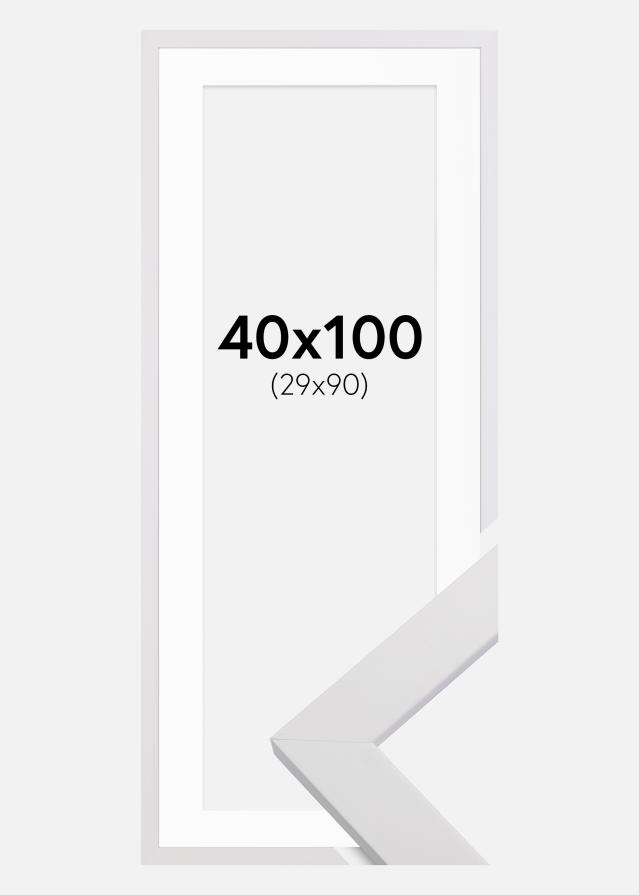 Ramme White Wood 40x100 cm - Passepartout Hvid 30x91 cm