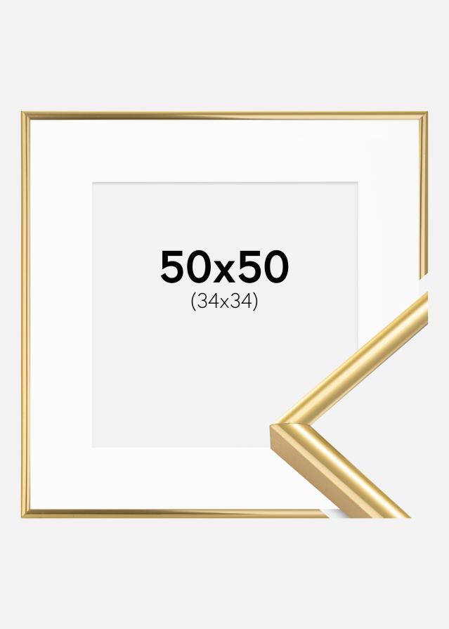 Ramme Victoria Guld 50x50 cm - Passepartout Hvid 35x35 cm