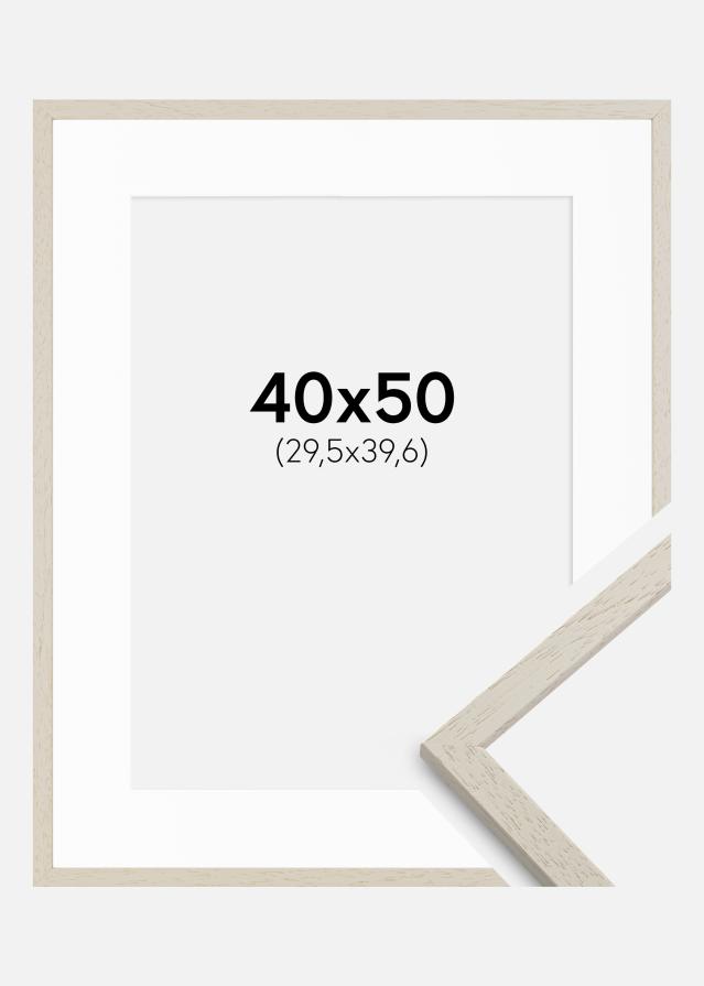 Ramme Edsbyn Sand 40x50 cm - Passepartout Hvid 12x16 inches