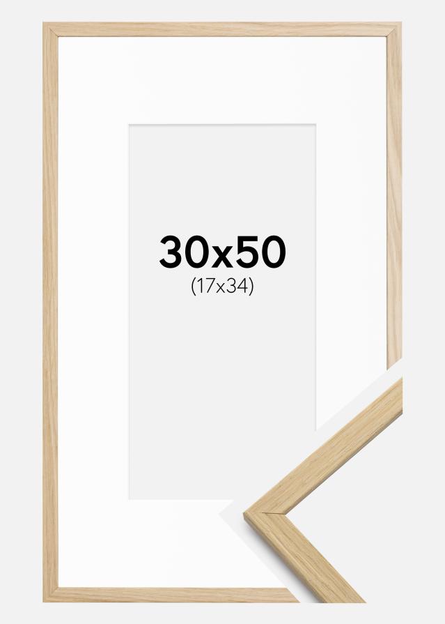 Ramme Edsbyn Eg 30x50 cm - Passepartout Hvid 18x35 cm