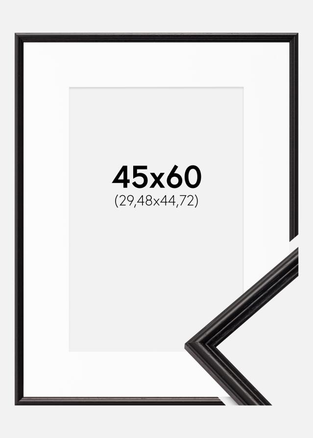 Ramme Horndal Sort 45x60 cm - Passepartout Hvid 12x18 inches