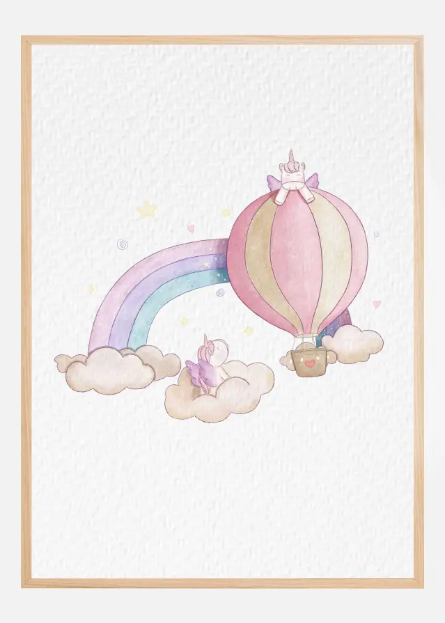 Kawai Cloudy Unicorn Plakat