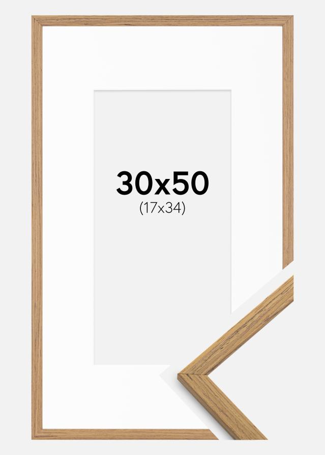Ramme Edsbyn Teak 30x50 cm - Passepartout Hvid 18x35 cm