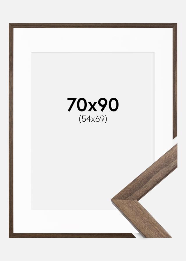 Ramme Stilren Valnød 70x90 cm - Passepartout Hvid 55x70 cm