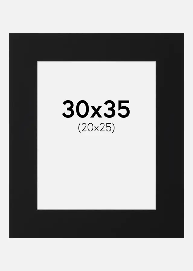 Passepartout Sort Standard (Hvid kerne) 30x35 cm (20x25)