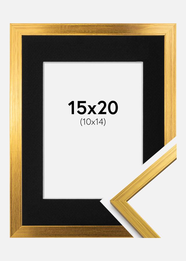 Ramme Edsbyn Guld 15x20 cm - Passepartout Sort 11x15 cm