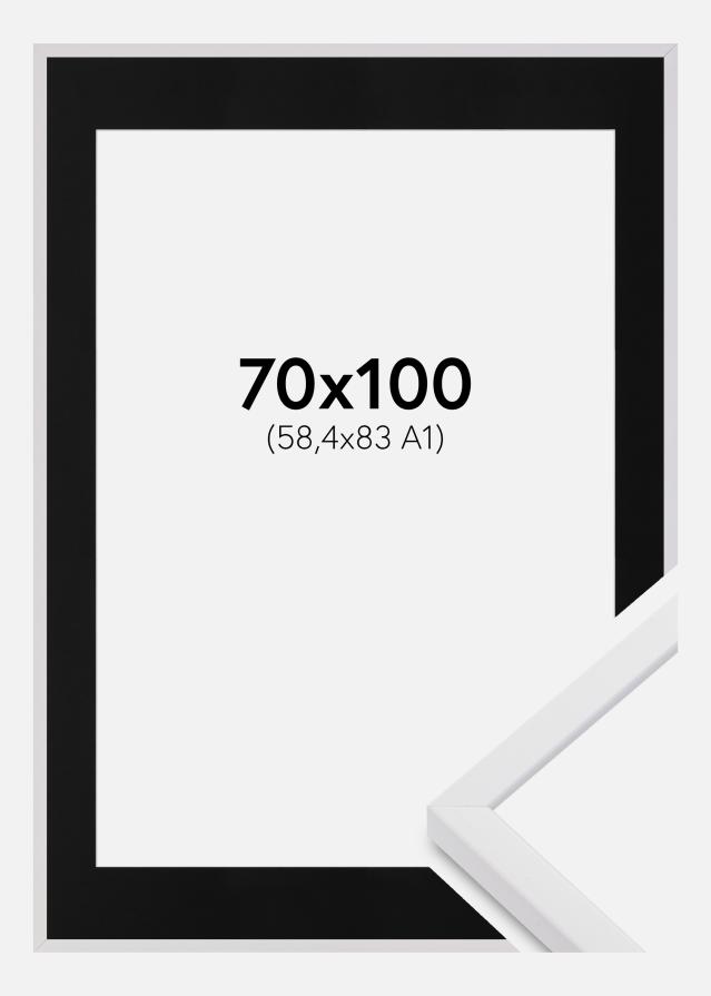 Ramme E-Line Wide Hvid 70x100 cm - Passepartout Sort 59,4x84 cm (A1)