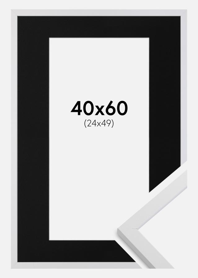 Ramme Trendy Hvid 40x60 cm - Passepartout Sort 25x50 cm