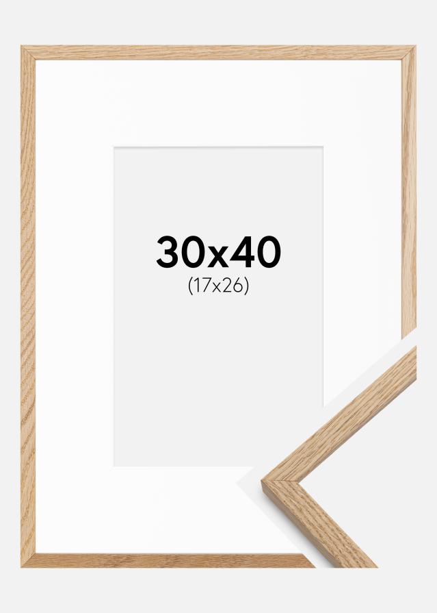 Ramme Oslo Eg 30x40 cm - Passepartout Hvid 18x27 cm