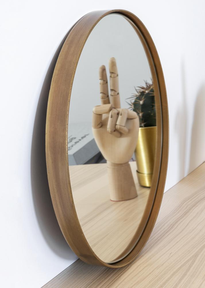 Spejl House Doctor Reflektion Antik Messing 30 cm Ø