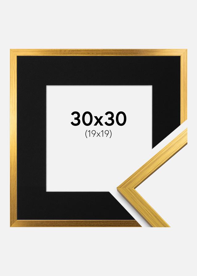 Ramme Edsbyn Guld 30x30 cm - Passepartout Sort 20x20 cm