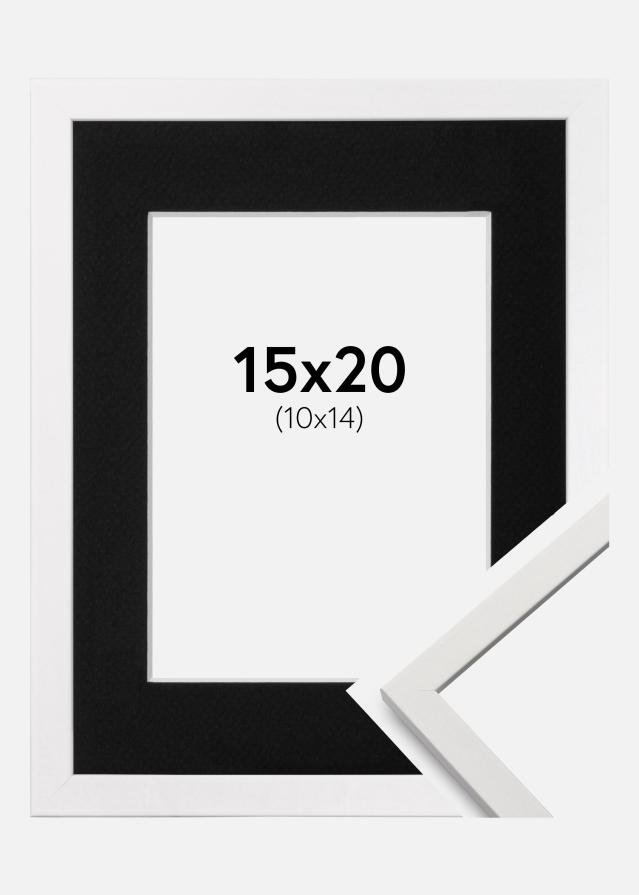 Ramme Edsbyn Hvid 15x20 cm - Passepartout Sort 11x15 cm