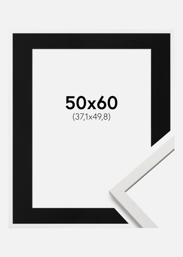 Ramme Edsbyn Hvid 50x60 cm - Passepartout Sort 15x20 inches (38,1x50,8 cm)