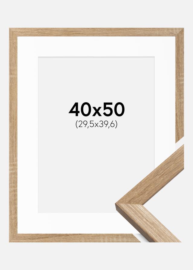 Ramme Fiorito Lys Eg 40x50 cm - Passepartout Hvid 12x16 inches