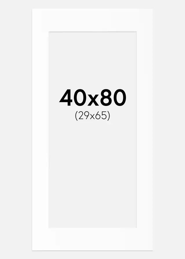 Passepartout Hvid Standard (Hvid kerne) 40x80 cm (29x65)
