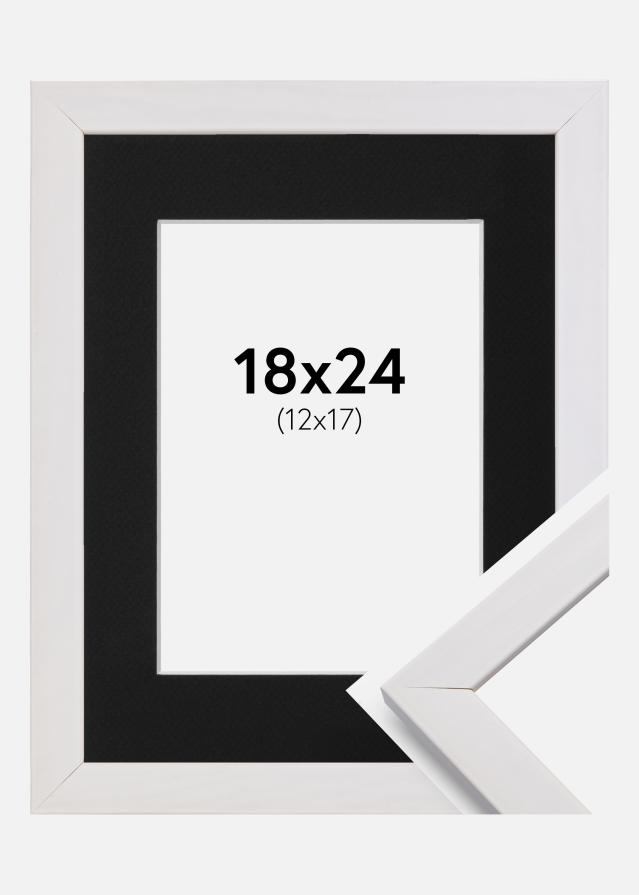 Ramme Stilren Hvid 18x24 cm - Passepartout Sort 13x18 cm