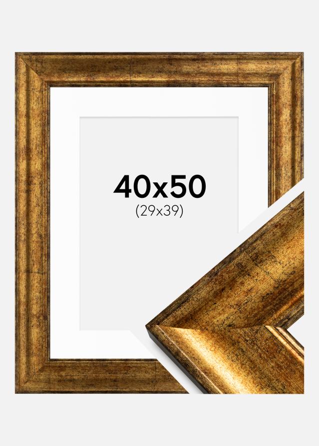Ramme Saltsjöbaden Guld 40x50 cm - Passepartout Hvid 30x40 cm
