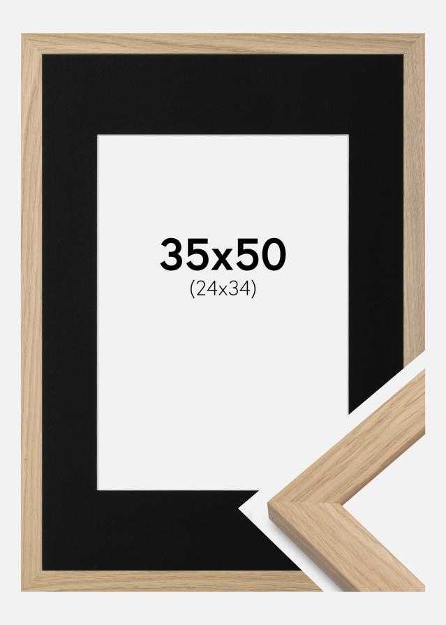 Ramme Oak Wood 35x50 cm - Passepartout Sort 25x35 cm