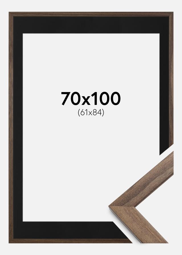 Ramme Stilren Valnød 70x100 cm - Passepartout Sort 62x85 cm