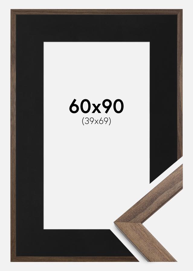 Ramme Stilren Valnød 60x90 cm - Passepartout Sort 40x70 cm