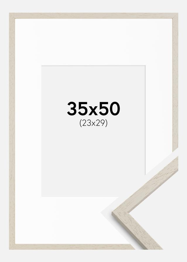 Ramme Edsbyn Sand 35x50 cm - Passepartout Hvid 24x30 cm