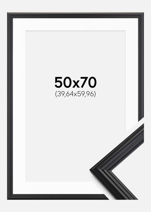Ramme Siljan Sort 50x70 cm - Passepartout Hvid 16x24 inches