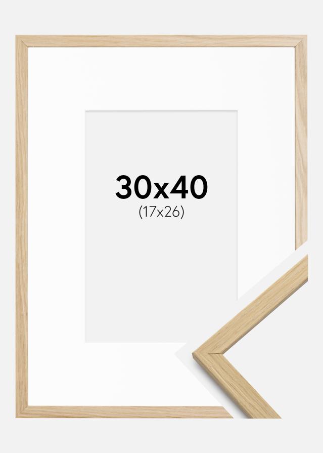 Ramme Edsbyn Eg 30x40 cm - Passepartout Hvid 18x27 cm