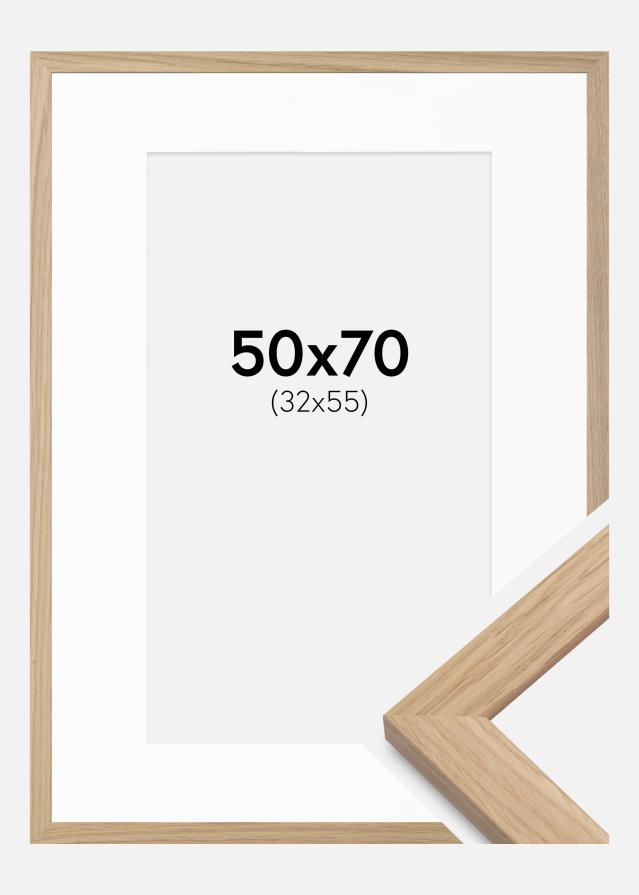 Ramme Oak Wood 50x70 cm - Passepartout Hvid 33x56 cm