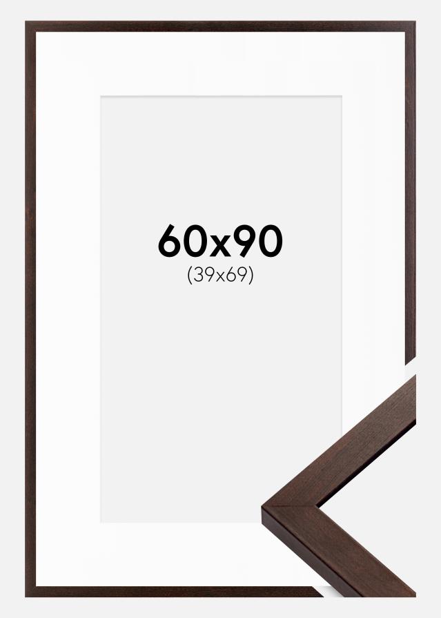 Ramme Selection Valnød 60x90 cm - Passepartout Hvid 40x70 cm