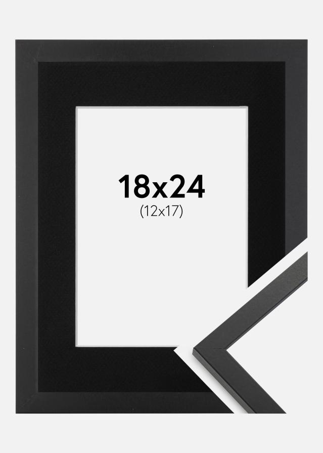 Ramme Trendy Sort 18x24 cm - Passepartout Sort 13x18 cm