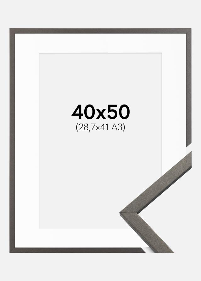 Ramme Edsbyn Grafit 40x50 cm - Passepartout Hvid 29,7x42 cm (A3)