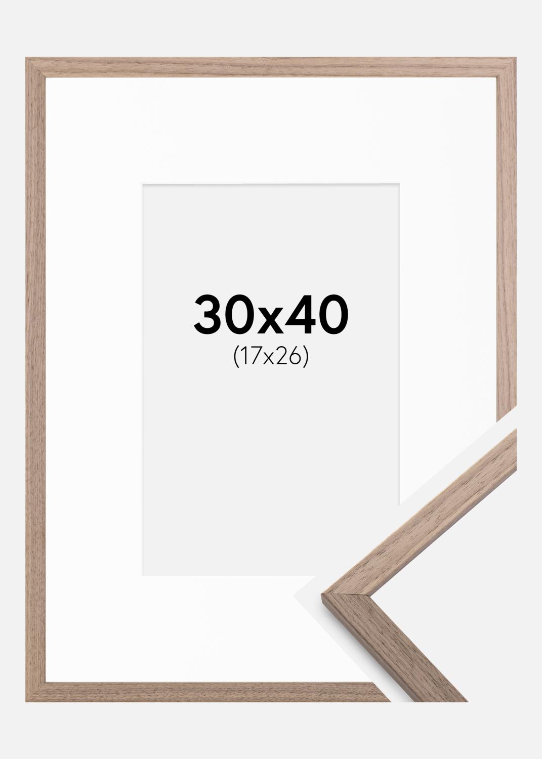 Product Image for Ramme Edsbyn Lys Valnød 30x40 cm - Passepartout Hvid 18x27 cm