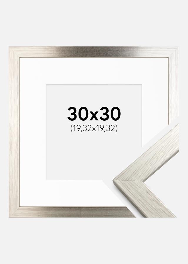 Ramme Silver Wood 30x30 cm - Passepartout Hvid 8x8 inches