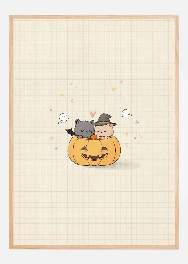 Cat and Dog In Halloween Plakat